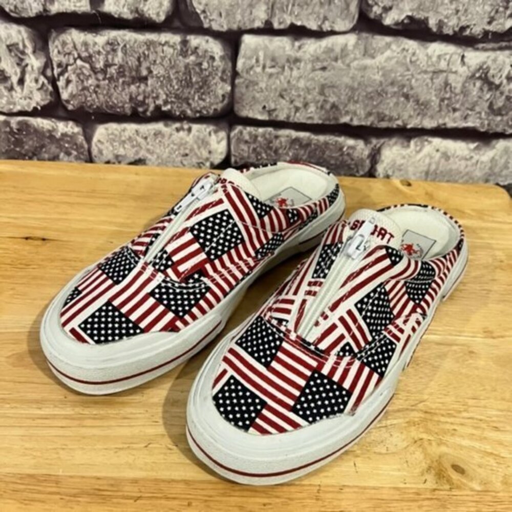 Beverly Hills Polo Club American Flag Slip On Clogs Size 8